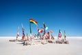 Colorful Flags From All Over the World at Uyuni Salt Flats Bolivia, South America