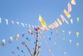 Colorful flags of Buddhism ceremony at Thai temple