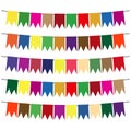 Colorful flags and bunting garlands for decoration Royalty Free Stock Photo