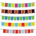 Colorful flags and bunting garlands for decoration Royalty Free Stock Photo