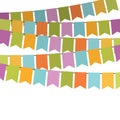 Colorful flags and bunting garlands for decoration Royalty Free Stock Photo