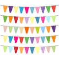 Colorful flags and bunting garlands for decoration. Royalty Free Stock Photo