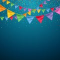 Colorful flags garlands background. Royalty Free Stock Photo