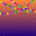 Colorful flags garlands on gradient background. Party decoration Royalty Free Stock Photo