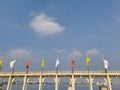 Colorful flags at Jag Mandir Palace in Udaipur, Rajasthan, India