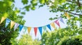 colorful flags in the park for a holiday or party Royalty Free Stock Photo