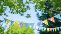 colorful flags in the park for a holiday or party Royalty Free Stock Photo