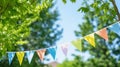 colorful flags in the park for a holiday or party Royalty Free Stock Photo