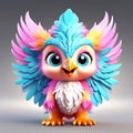 Colorful Flame Elegance: Heartwarming Isolated 3D Phoenix Generated by AI