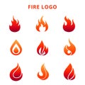 Colorful flame of fire logo isolated on white background