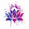 Colorful Flaming Lotus: Tattoo Design Or Logo For Yoga And Meditation Royalty Free Stock Photo