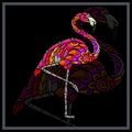 Colorful flamingo bird mandala arts
