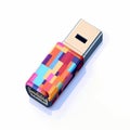 Colorful Usb Stick With Geometric Patterns - Flat Shading Design