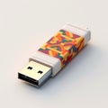 Colorful Geometric Flash Drive With Impasto Technique Design