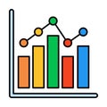 Bar Graph Flat Colored Icon for Business Statistics and Financial Growth Presentation Royalty Free Stock Photo