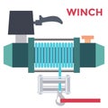 Colorful Flat Design Offroad Winch. Vector
