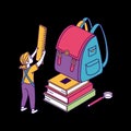 Student with School Backpack and Books Flat Education Illustration Royalty Free Stock Photo