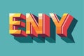 A colorful flat illustration visually captures the emotion of envy using bold and playful typography, Envy Customizable Flat Royalty Free Stock Photo