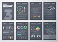 Colorful flat infographic templates on dark background