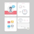 Colorful flat kit UI navigation kit elements with icons for personal portfolio website and mobile templates