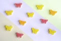 Colorful flat lay butterfly candy jellies Royalty Free Stock Photo