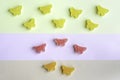 Colorful flat lay butterfly candy jellies Royalty Free Stock Photo