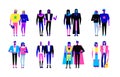 Colorful flat line characters,subculture music genre apparel style concept.