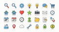 Colorful Flat Line UI UX Web Icons Set Royalty Free Stock Photo