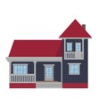 Colorful flat residential house or Town house cottage. Vector illustration.