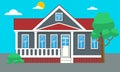 Colorful flat residential house or Town house cottage. Vector illustration.