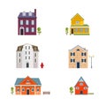 Colorful Flat Residential Houses. Flat House Icons and Symbols set.