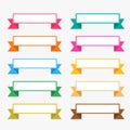 Colorful flat ribbons set with text space