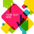 Colorful flat touch interface background template. Hand pointer