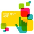 Colorful flat touch interface background template. Hand pointer