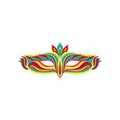 Colorful flat vector icon of beautiful masquerade mask. Bright accessory for carnival party. Decorative element for