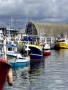 Fishing boats docked in the harbor