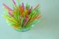 Colorful flexible drinking straws for birhday parties