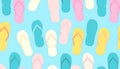 Colorful Flip-Flop Pattern on Blue Background Royalty Free Stock Photo