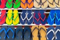 Colorful Flip Flops Sandals on Display For Sale in a Shop