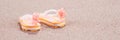 Colorful flip flops on the sandy beach Royalty Free Stock Photo