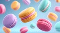 Colorful Floating Macarons on Pastel Backgrounds Royalty Free Stock Photo