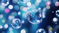 Colorful floating soap bubbles with bokeh background