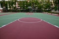 Colorful Floor volleyball, futsal, basketball, badminton court within the gym of the school and universities. Royalty Free Stock Photo