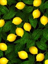 Colorful floral background with neon lemons and