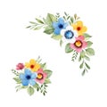 Colorful floral collection with multicolored flowers,leaves,branches,berries