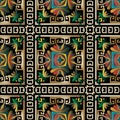 Colorful floral 3d seamless pattern. Vector tartan background. Repeat backdrop. Vintage arabic ornament. Ethnic tribal plaid Royalty Free Stock Photo