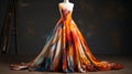 Colorful Floral Gown: A Dreamlike Horizon Of Spray Painted Luxury Royalty Free Stock Photo