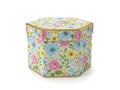 Colorful floral hexagonal box isolated on white background Royalty Free Stock Photo