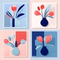 Colorful Floral Illustrations In Minimalist Style