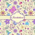 Colorful floral invitation card Royalty Free Stock Photo